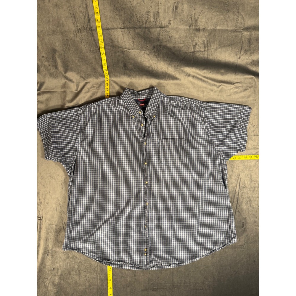 Wrangler Button Down Shirt Mens 3XL Blue Plaid Short Sleeve WB36340 MMTH40973